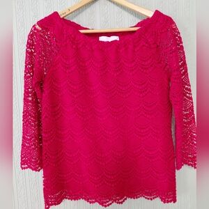 Rsvp By Talbots Elegant Lace Women's Top in Red